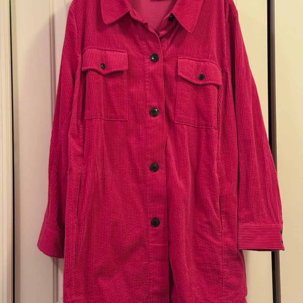 Lane Bryant Vibrant Pink Corduroy Jacket.